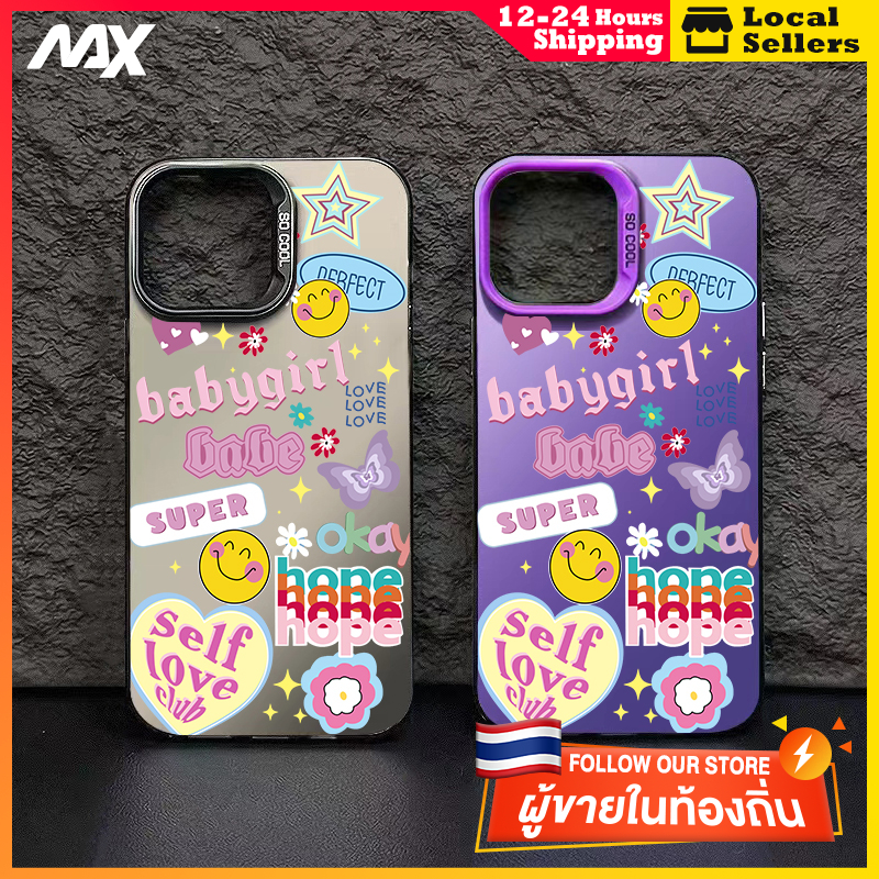 สีดำหรูหราซิลิโคนแข็งกรณีโทรศัพท์ ผีเสื้อใบหน้ารักยิ้ม for IPhone 13 12 7Plus 14 15 11 Pro MAX 8 6 7 6S Plus X XR XS