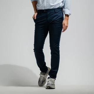 era-won กางเกงสแลคขายาว ทรง super skinny (กระบอกเล็ก) เอวยางยืด รุ่น Workday University - R สี Dark Blue