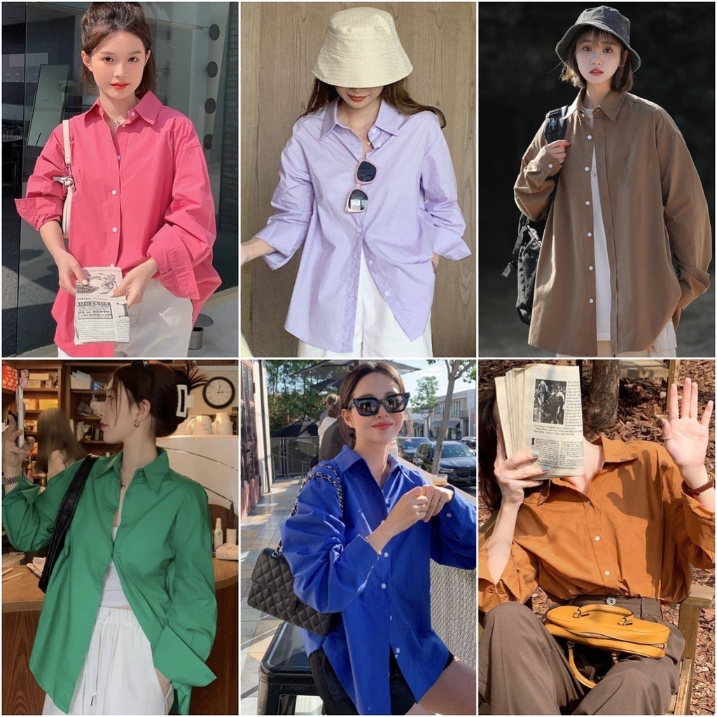 พร้อมส่ง  เสื้อเชิ้ตแขนยาวคลุมกันแดด โอเวอร์ไซต์