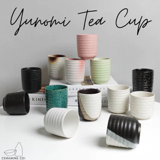 แก้วน้ำชาเซรามิค Yunomi Tea Cup ลายลอนสไตล์ญี่ปุ่นทรงมินิมอล