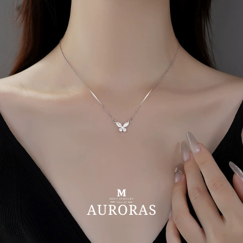 MEET💕พร้อมส่ง สร้อยเงิน Auroras สร้อยเพชร สร้อยแฟชั่น สร้อยคอเงินแท้ สร้อยคอเกาห