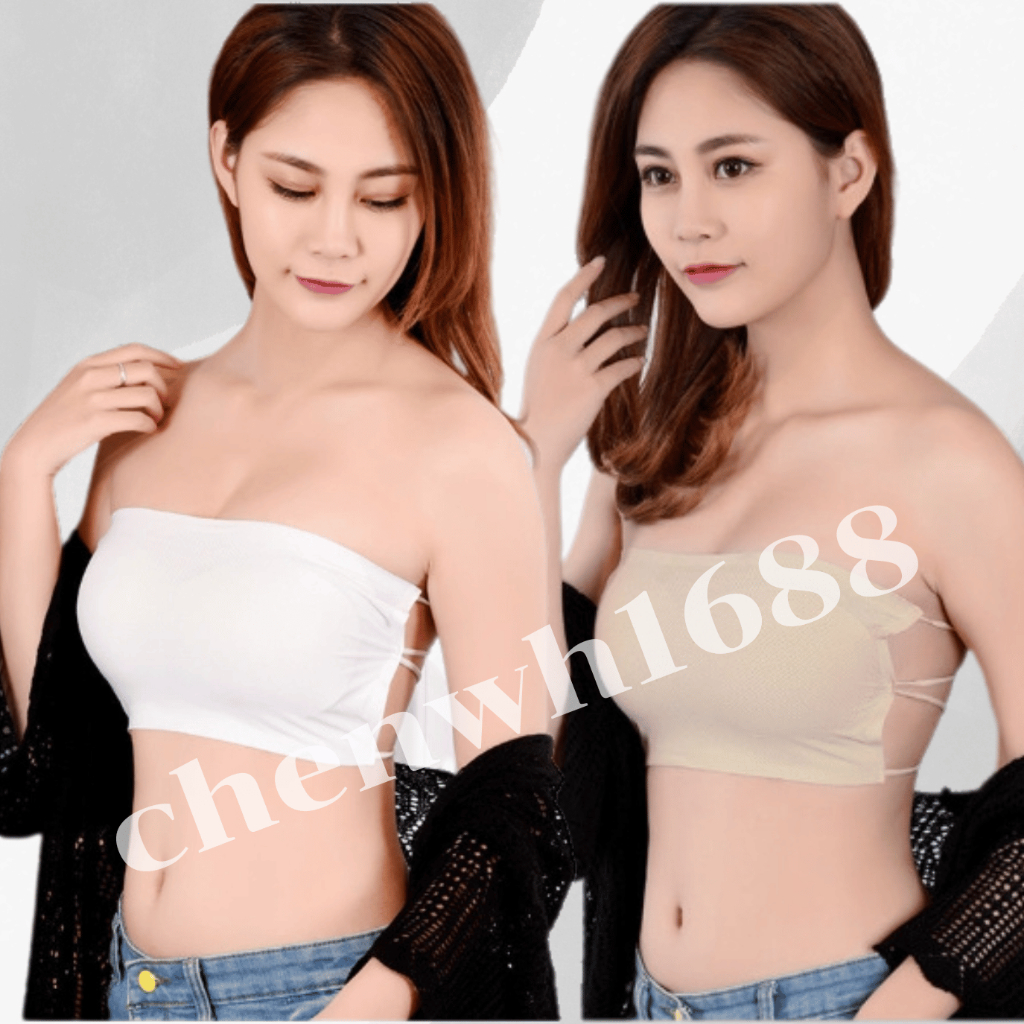 เกาะอกแฟชั่นไร้ขอบ รุ่น B-052 ด้านหลังแบบไขว้ มีฟองน้ำในตัว สามารถถอดได้ เนื้อผ้าลื่นใส่สบาย สินค้าพร้อมจัดส่ง