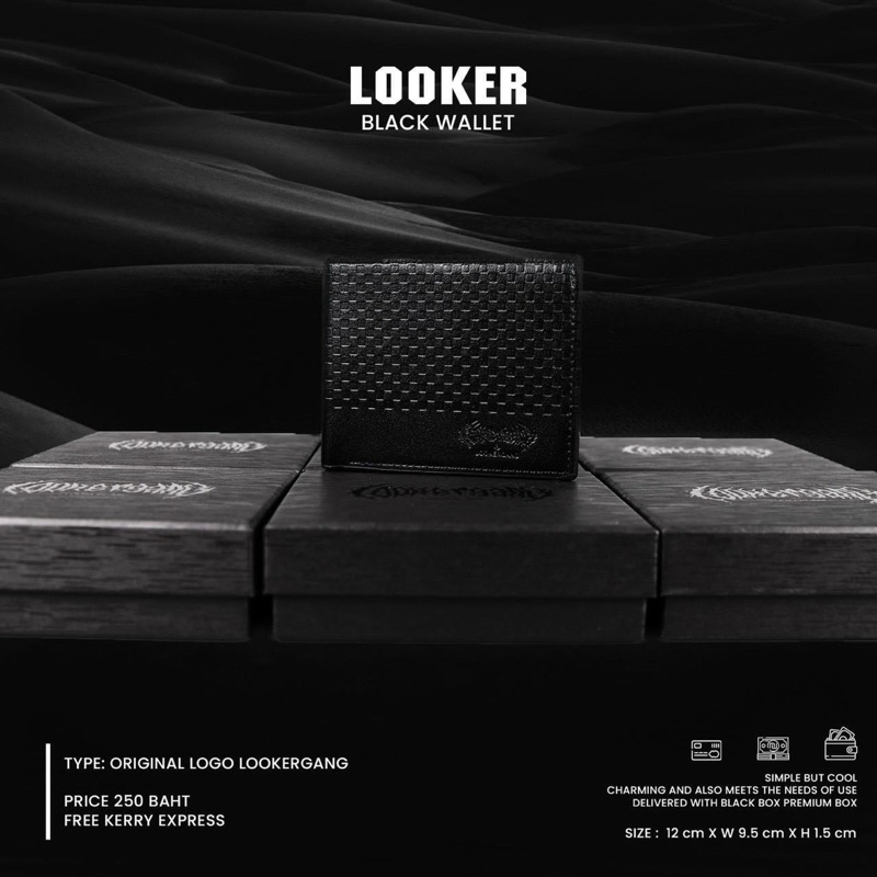 LOOKER BLACK WALLET กระเป๋าสตางค์หนังPU พร้อมกล่อง (9%Clothing)