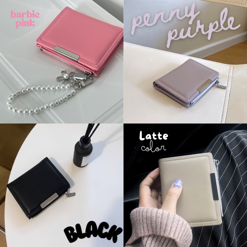 Witchez Penny Walletกระเป๋าตังค์ พร้อมกล่อง กระเป๋าตังค์ผู้ชายนี่ซิปบนอะไหล่เงินหนังเรียบ