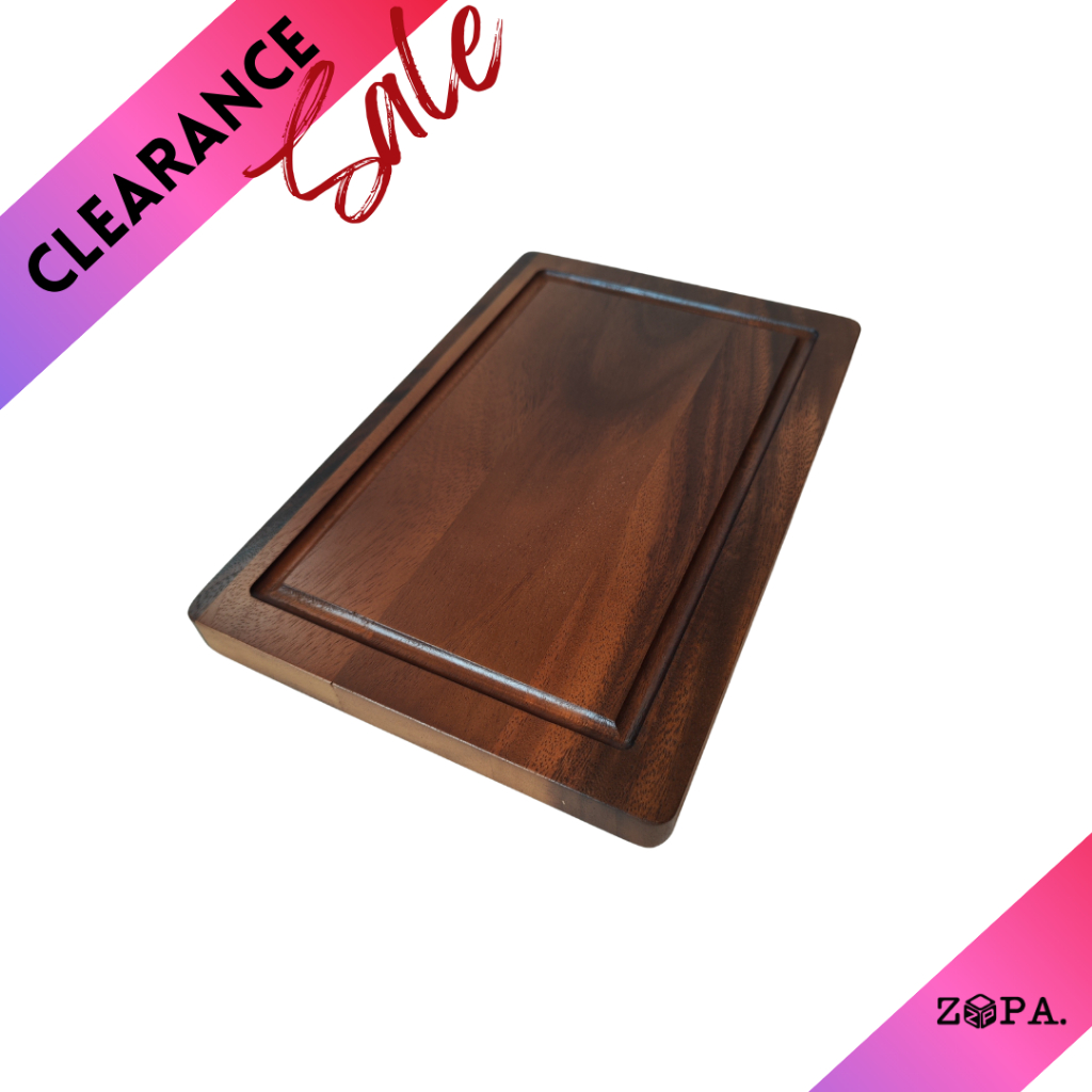 CS030 เขียงไม้สี่เหลี่ยมมีร่อง S ไม้จามจุรี /Acacia wood cutting board S with juice groove