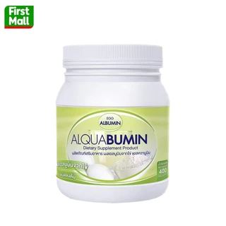 Egg albumin ALQUABUMIN " ผงแบบใหม่ " ผงแอลบูมินจากไข่ ชนิดชงดื่ม ( 1 กระปุก 400 กรัม ) ใหม่