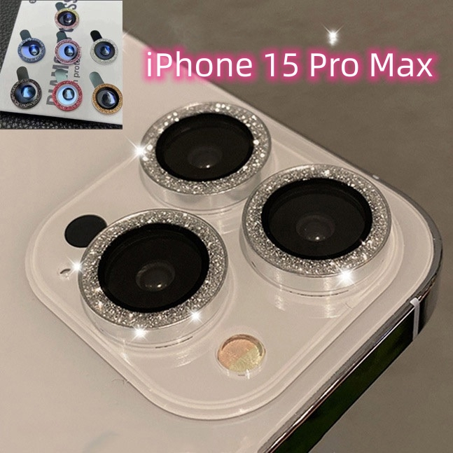 สําหรับ iPhone 13 14 15 12 11 Pro Max 12 13 Mini 15 14 Plus เพชร วิบวับ โลหะ เลนส์กล้อง แหวน กระจกนิรภัย ฝาครอบป้องกัน
