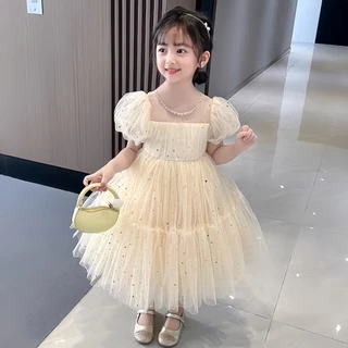 PRINCESS KESLI ฤดูร้อน ชุดเดรสเจ้าหญิง แขนพัฟ สวมใส่สบาย สไตล์ตะวันตก สําหรับเด็กผู้หญิง ชุดเดรสวันเกิดเด็กหญิง 2-9 ปี