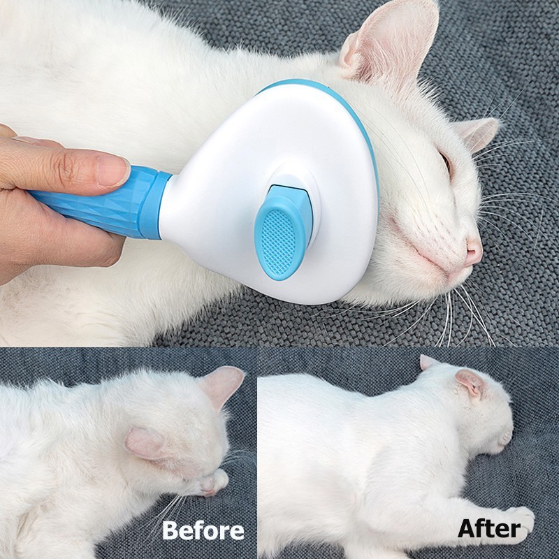 หวีขนสุนัข หวีขนแมว หวีกำจัดขน หวีสุนัข หวีแปรงขนสัตว์เลี้ยง ที่แปรงขนสุนัข แมว มีปุ่มกดเพื่อดันขนออก ทำความสะอาดง่าย