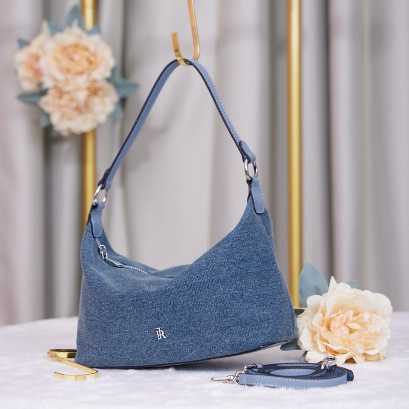 NEW | JIRA STORE กระเป๋ารุ่น Lamoon(ละมุน) ผ้ายีนส์ สียีนส์วินเทจ No.1539 ส่งต่อมือ1ในถุง ไม่แกะซักซ