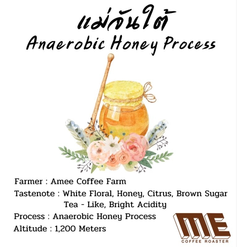 เมล็ดกาแฟ แม่จันใต้ Anaerobic Honey Process หอมดอกไม้, น้ำผึ้ง 🌸🍯 Score 84.5 คะแนน