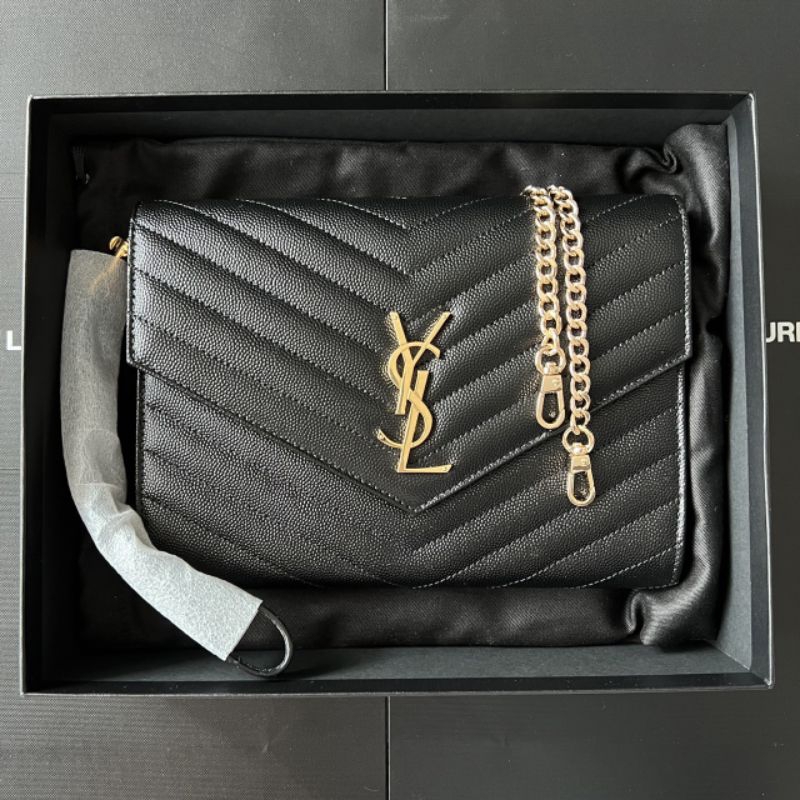 New Ysl Clutch bag แถมสายโซ่