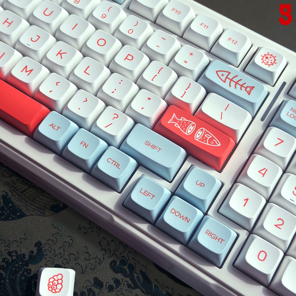 (พร้อมส่งจากไทย) คีย์แคปแซลมอน keycap Salmon Eng  PBT XDA 133 คีย์