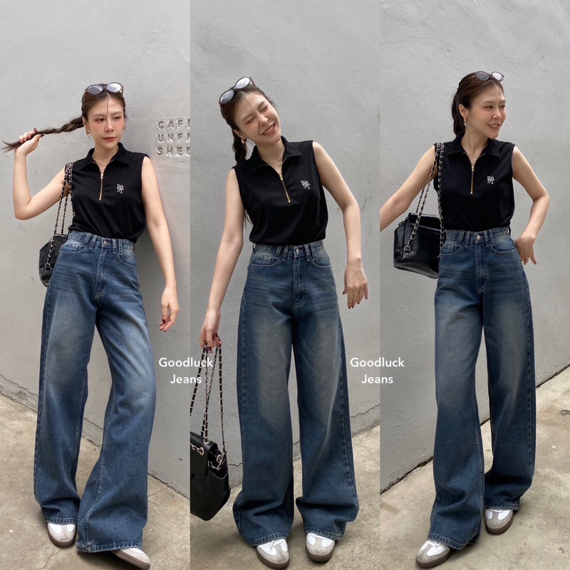 Jimmy Jeans กางเกงยีนส์ขากระบอกใหญ่ผ้าไม่ยืดดีเทลหูคู่ - รูปที่ 6