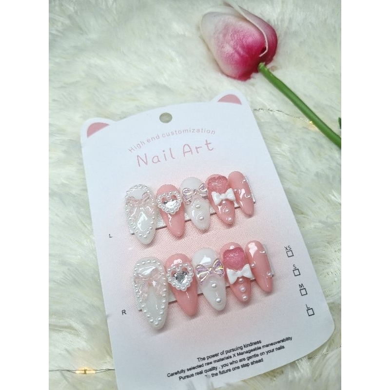 เล็บเจลแท้ (พร้อมส่ง!!!)งาน​Handmadeแถมฟรีกาว+ตะไบ#A001 – โปรปัง