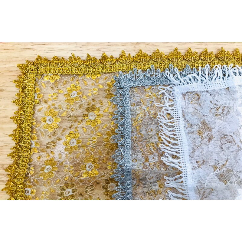 ผ้าคลุมหัวนาค ผ้าลูกไม้ สินค้ามี 3 สี (ราคาต่อผืน) - รูปที่ 7