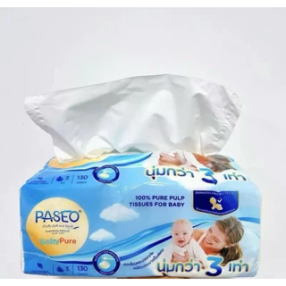 กระดาษเช็ดหน้า Paseo Baby Pure หนานุ่ม 3 ชั้น 1หิ้ว มี 4 ห่อ อ่อนโยนปลอดภัยสำหรับลูกน้อย