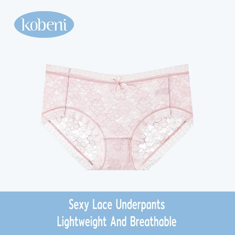 ⭐KOBENI⭐กางเกงชั้นใน กางเกงชั้นในลูกไม้ กึ่งโปร่งใส ลายดอกไม้ เอวกลาง เซ็กซี่ นุ่ม และระบายอากาศ น้ําหนักเบา