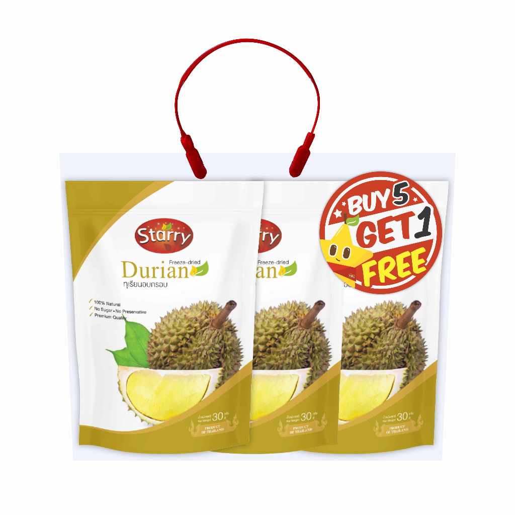🔥(Pack 5 Free 1) 🔥Freeze-dried Durian ทุเรียนฟรีซดราย 30g