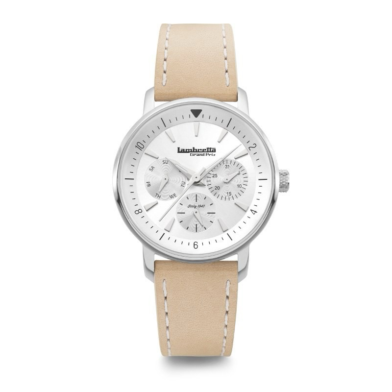 Lambretta นาฬิกาข้อมือ สายหนัง รุ่น 2210SIL-Imola36 Silver  Leather Natural