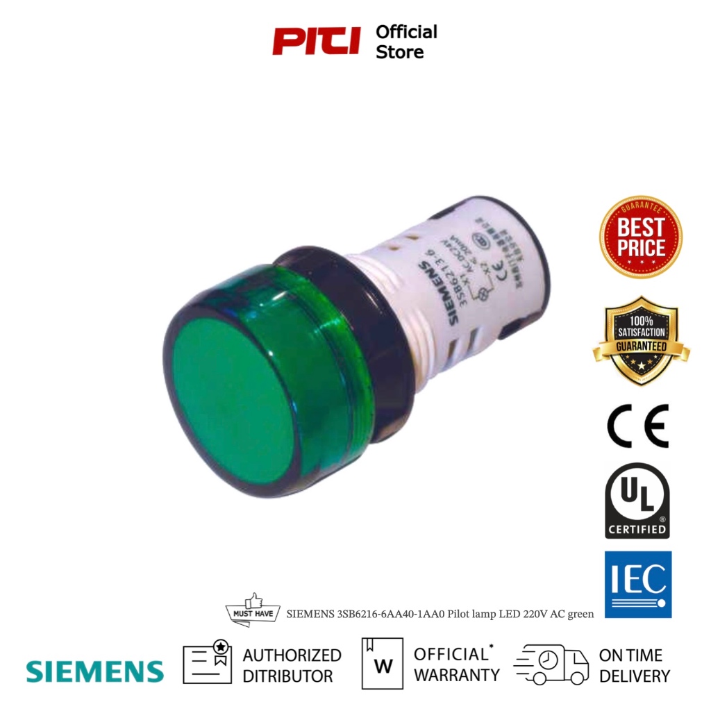 SIEMENS 3SB6216-6AA40-1AA0 Pilot lamp LED 220V AC green