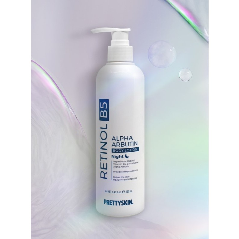 📌พร้อมส่ง ของแท้💯PRETTYSKIN Retinol B5 Alpha Arbutin Body Lotion โลชั่นกลางคืน บำรุงผิวใสก่อนนอน ลดเลือนริ้วรอย (ขวดฟ้า)