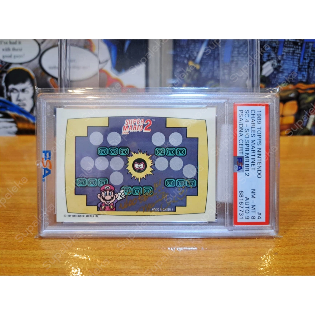 TOPPS NINTENDO SCRATCH-OFF SUPER MARIO BROS. 2 (Screen 4) พร้อมลายเซ็นของ Mr.CHARLES MARTINET ผู้ให้