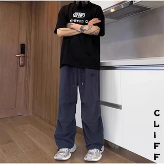 CLIFF กางเกงขายาวผู้ชาย ขากว้าง รุ่นทรงกระบอกตรง สไตล์อเมริกันวินเทจ ลำลอง แบบหลวม แมทช์ลุคง่าย