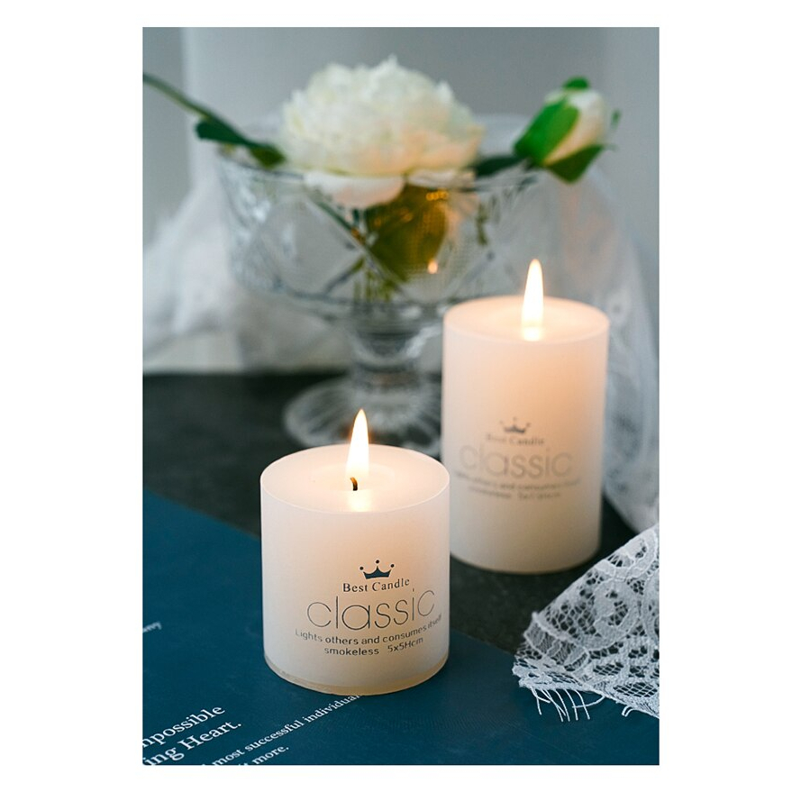 White Classic Smokeless Candle  🕯️🕯️เทียนคลาสสิค เทียนแท่งตกแต่งบ้าน เทียนโรแมนติก เทียนงานแต่งงาน เทียน เทียนแท่ง รูปที่ 2