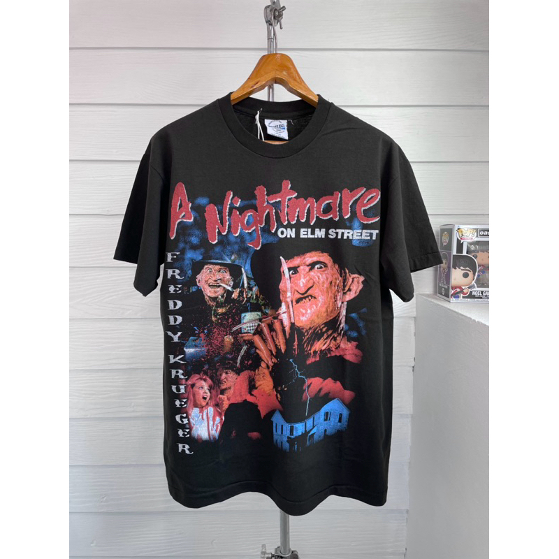 เสื้อภาพยนตร์สยองขวัญมือหนึ่ง A NIGHTMARE ON ELM STREET FREDDY KRUEGER HORROR MOVIE MODERN BOOTLEG T