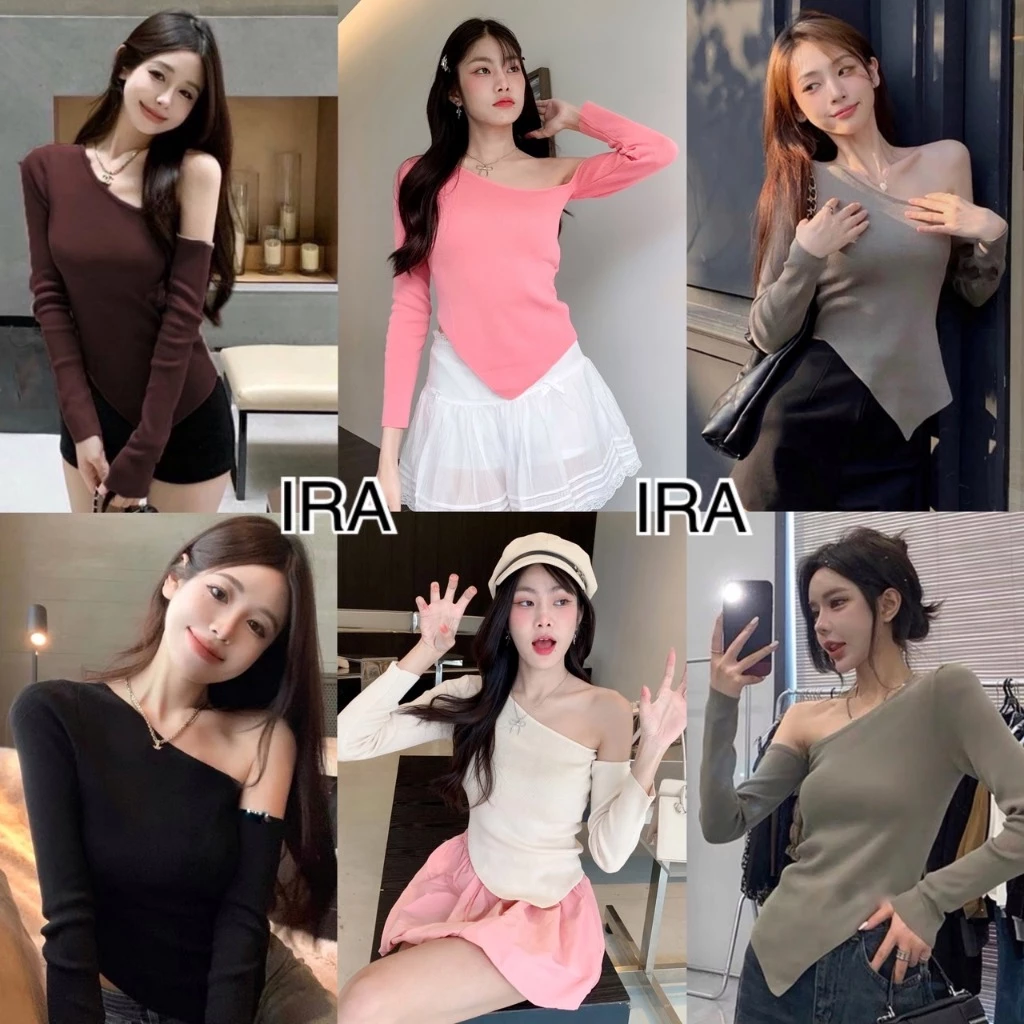 BY IRA (29006) Zoey Knit Top เสื้อไหมพรมแขนยาว เบี่ยงไหล่หน่อยๆ ใส่แล้วสวย สไตล์สาวหวาน น่ารัก