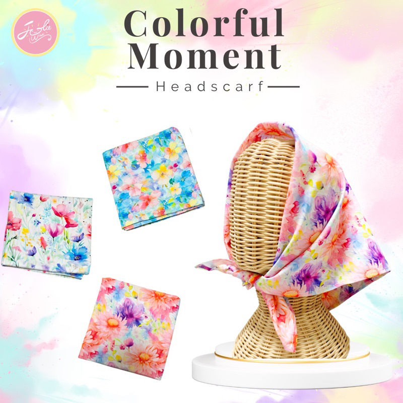 Jolie Wiwii ผ้าโพกผมลายดอกไม้ หัวใจ ผ้าสี่เหลี่ยม ผ้าเช็ดหน้าน่ารัก - รูปที่ 3