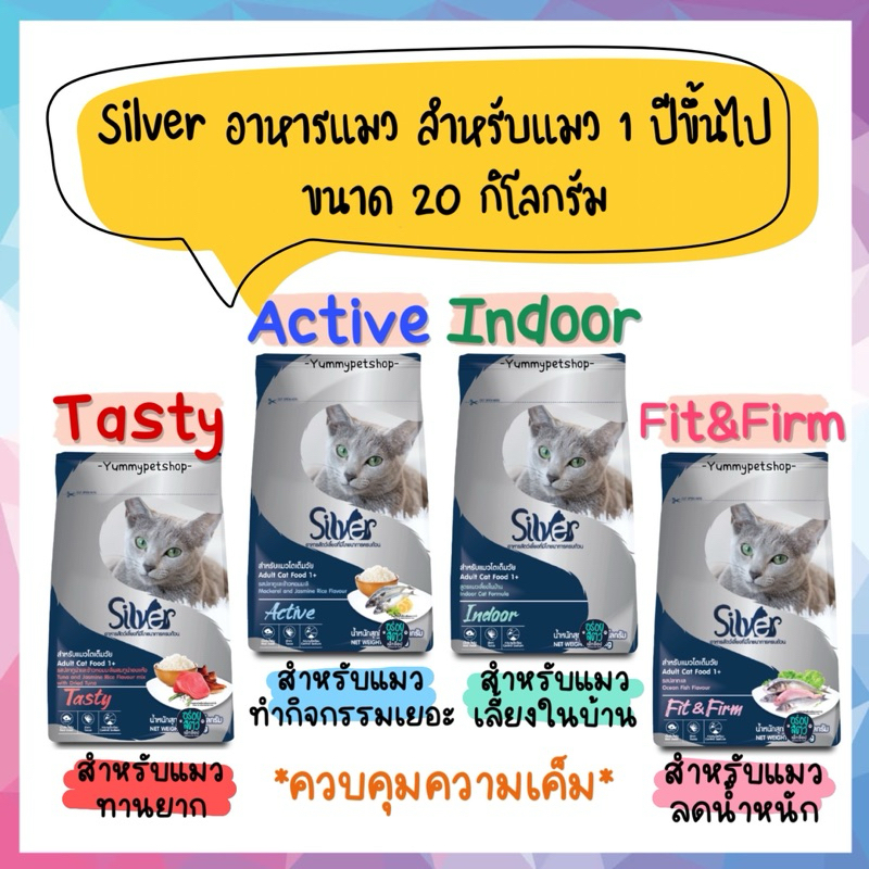 Silver อาหารแมว สำหรับแมวโต สูตรควบคุมความเค็ม ขนาด 20 กิโลกรัม