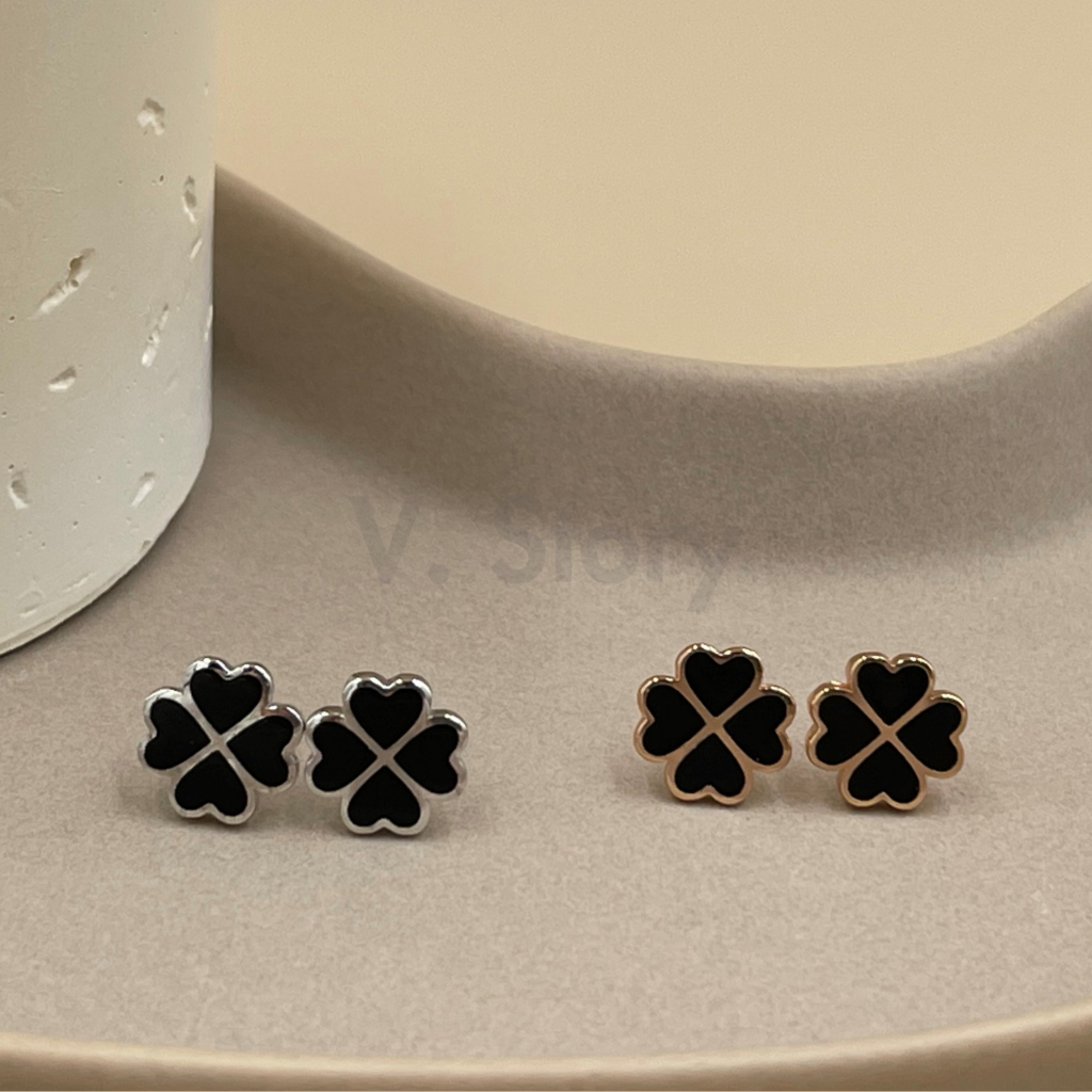 VSE-004 ต่างหูดีไซน์ใบโคลเวอร์ สัญลักษณ์แห่งความโชคดี