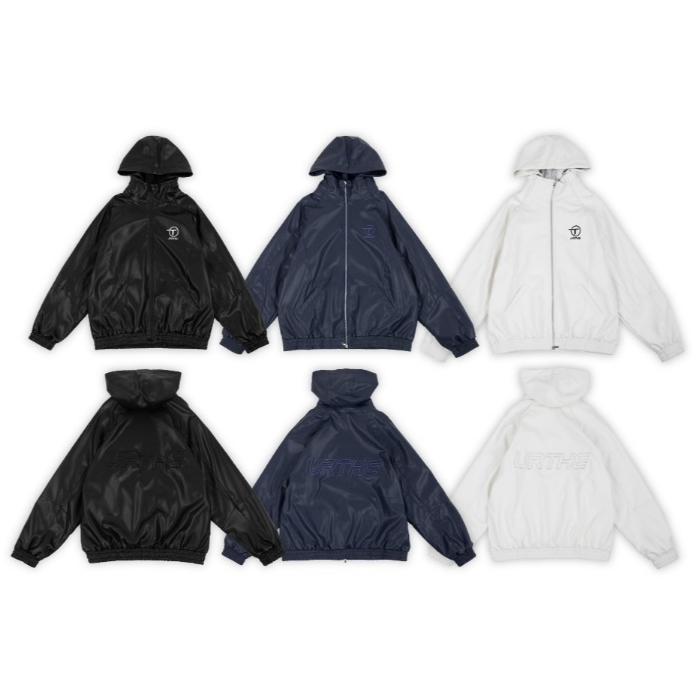 URTHE - เสื้อฮู้ดดี้หนัง (PU) ปักโลโก้ รุ่น LTHD