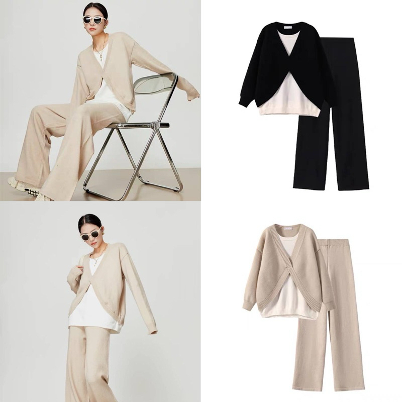 knitting  set ชุดเซ็ตไหมพรม แขนยาว airport  look