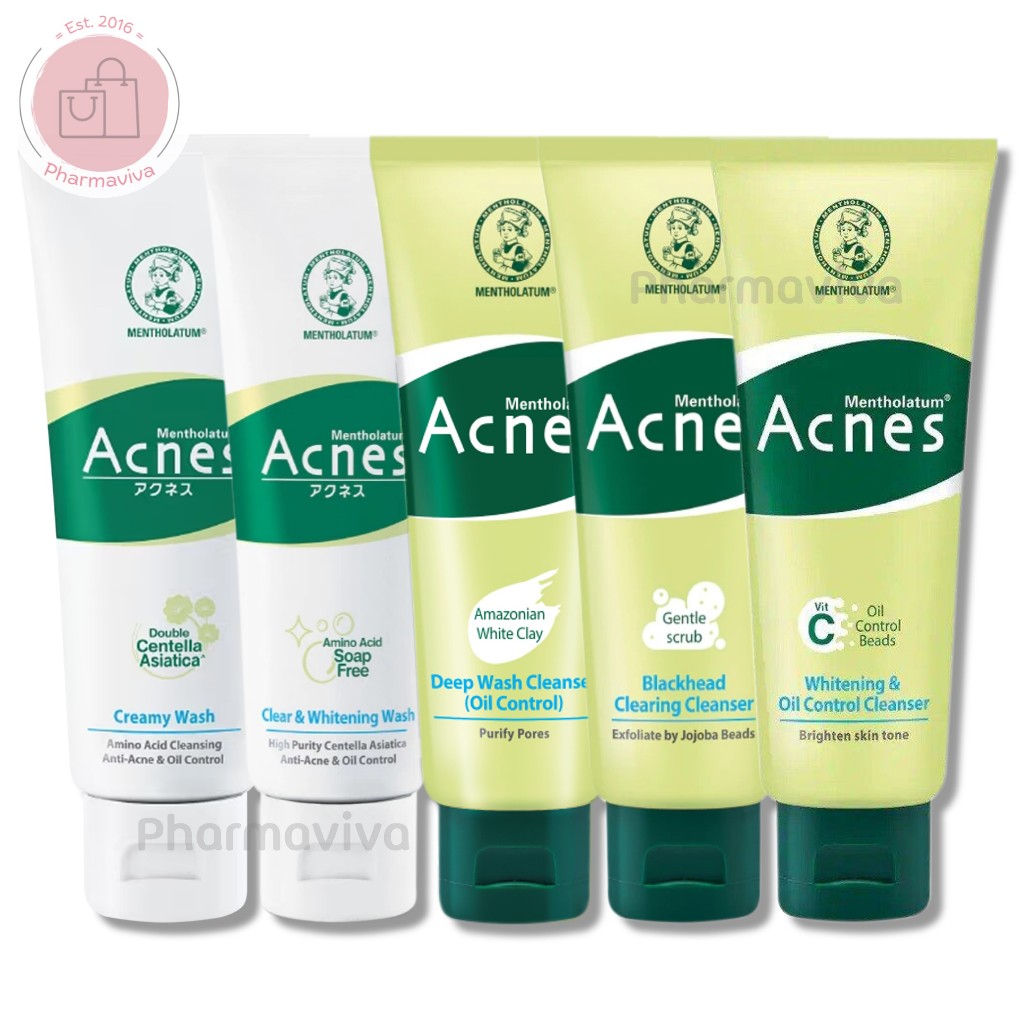 โฟมล้างหน้า Mentholatum Acnes 50 หรือ 100 กรัม Creamy wash Clear&Whitening Wash Mentholatum Acne เมน