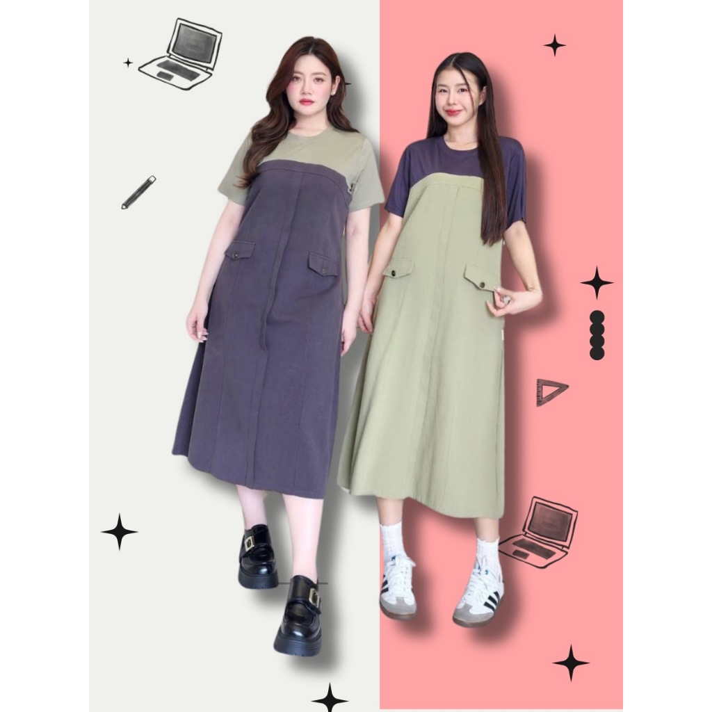 [Pop up] เดรสยืดต่อยีนส์ดีไซน์เก๋ และลงตัวเว่อร์ ตัวเดรสมีกระเป๋าด้วยนร้า ผ้ายีนเนื้อดี พรีเมี่ยมแน่นอน