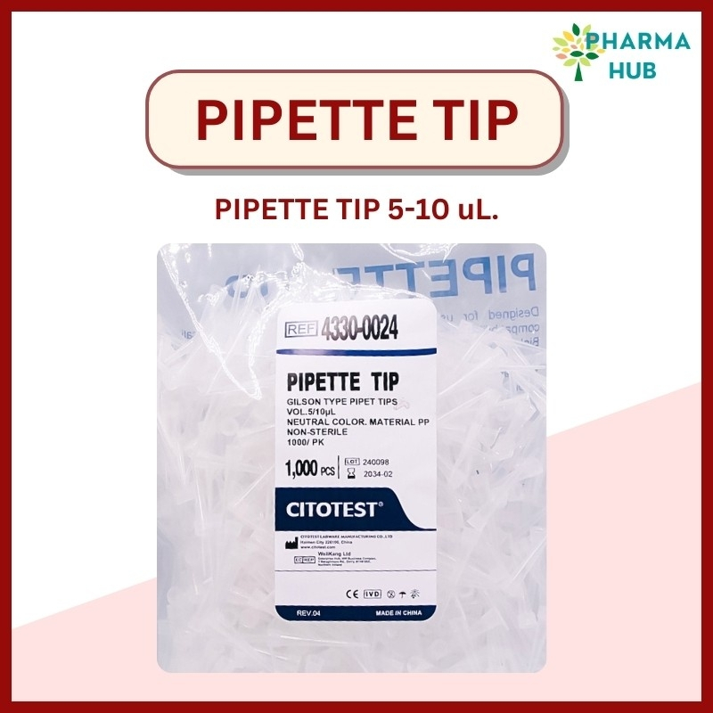 Pipette Tip Glison Type สีขาว/ใส บรรจุ 1000 ชิ้น ขนาด 10 uL Pipette Tip ยี่ห้อ Citotest ปิเปตต์ทิป ม