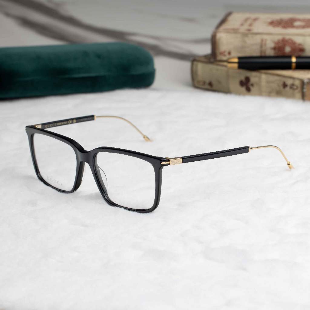 กรอบแว่นตา GUCCI รุ่น GG1273OA 001 SIZE 56 MM. (BLACK-GOLD-TRANSPARENT)
