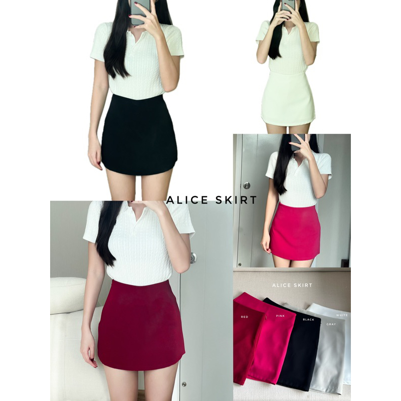 Alice skirt 490.- กระโปรงสั้นเอวสูงทรงสวยมาก  มีกางเกงขาสั้นกันโป๊ด้านใน เนื้อผ้าสวยใส่สบาย