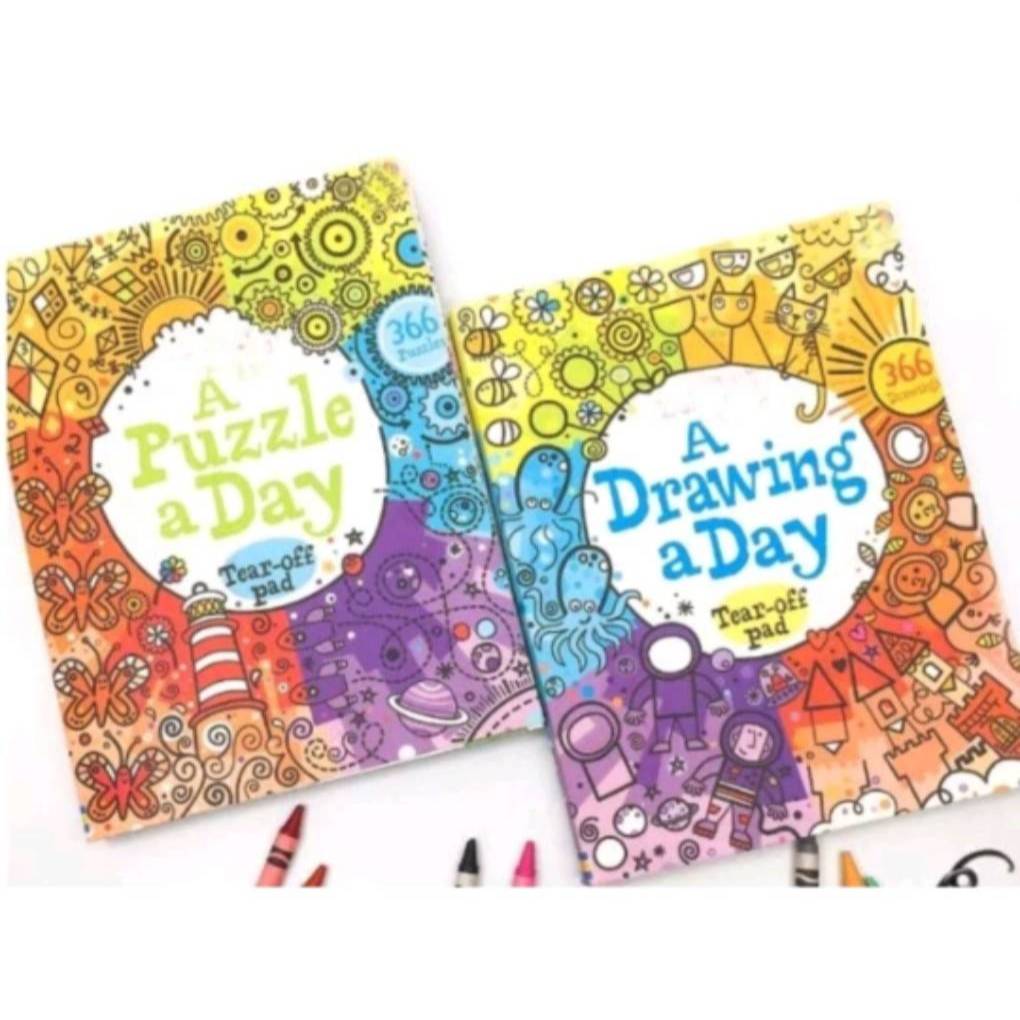 (ขายแยกเล่ม) Usborne Drawing a Day & Puzzle a Day : 366 days แบบฝึกหัด - สมุดฉีก