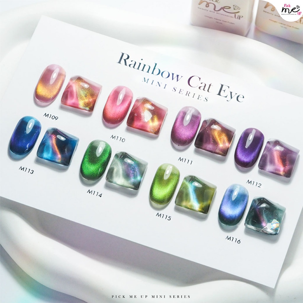 สีเจลทาเล็บ Mini Series Rainbow Cateye Collection Set 8 เฉดสี 10ml. เด็ก 3+ คนท้องทาได้ แบรนด์ไทย