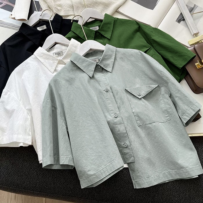 S399 - เสื้อผ้าฝ้ายคอบัว กระดุมผ่าหน้า โอเวอร์ไซส์