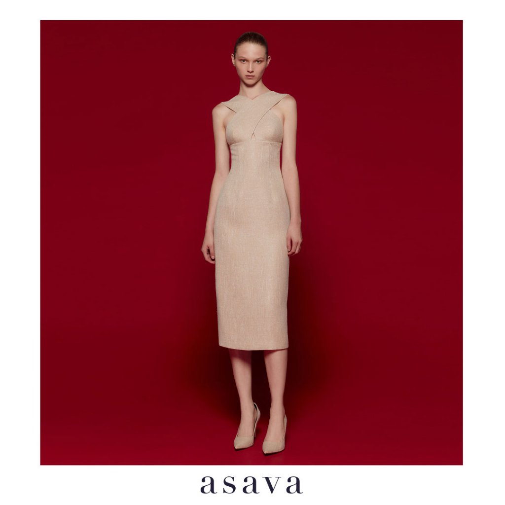 [asava ss24] Elena Criss Cross Dress เดรสผู้หญิง แขนกุด แต่งดีเทลไขว้ด้านหน้า เปิดหลัง ผ่าหลัง ซิปหล