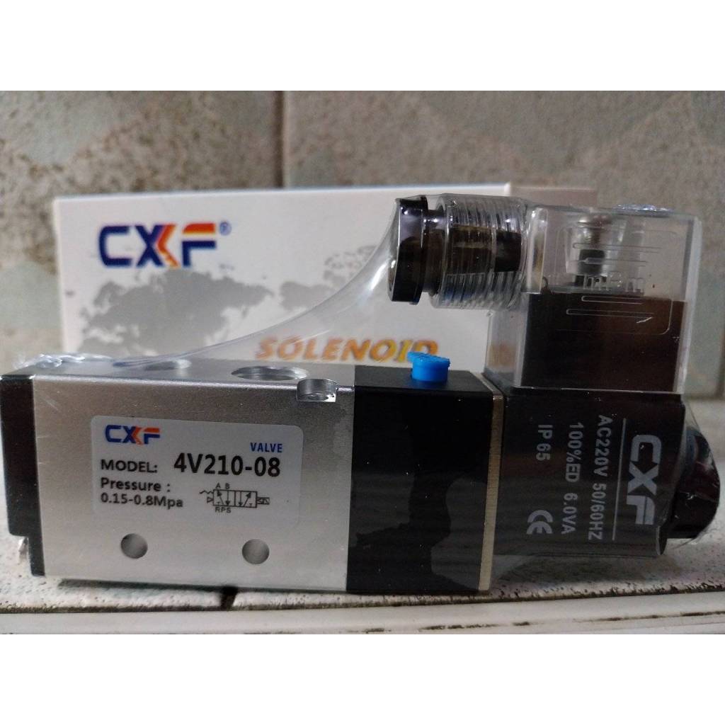 CXF  โซลินอยด์วาล์ว solenoid valve CXF รุ่น 4V210-08 (PORT 1/4") 5/2 Single Coil 220VAC!!! ราคาดี !!!