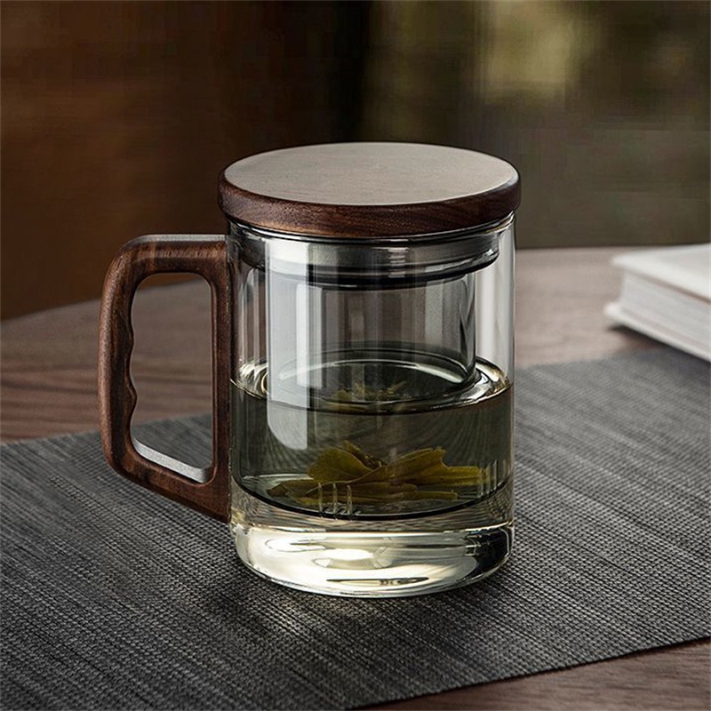 nicelife 400ml glass teapot กาชา กาน้ำชาแก้ว กาน้ำชาด้ามไม้ แก้วทนความร้อน พรอมส่ง