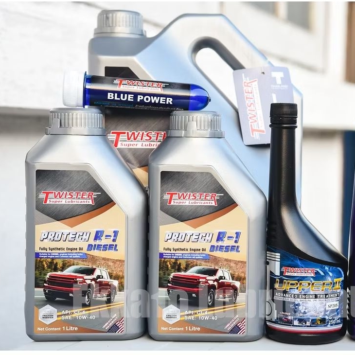 น้ำมันเครื่องดีเซล Twister Protech R-1 Diesel 10W40 ขนาด 7 ลิตร แถมหัวเชื้อ Twitster SP285 + Blue Po