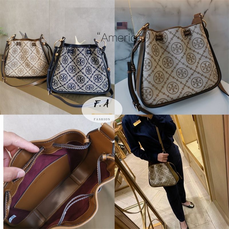 จัดส่งฟรี F.A ว่าแท้100% Tory Burch T Monogram Jacquard bell bag กระเป๋าสะพายข้างผู้หญิง 1627