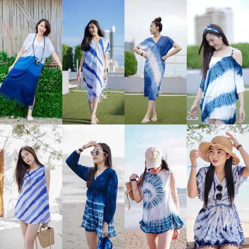 มัดย้อม ชุดมัดย้อม เดรสมัดย้อม เสื้อมัดย้อม ชุดไปทะเล